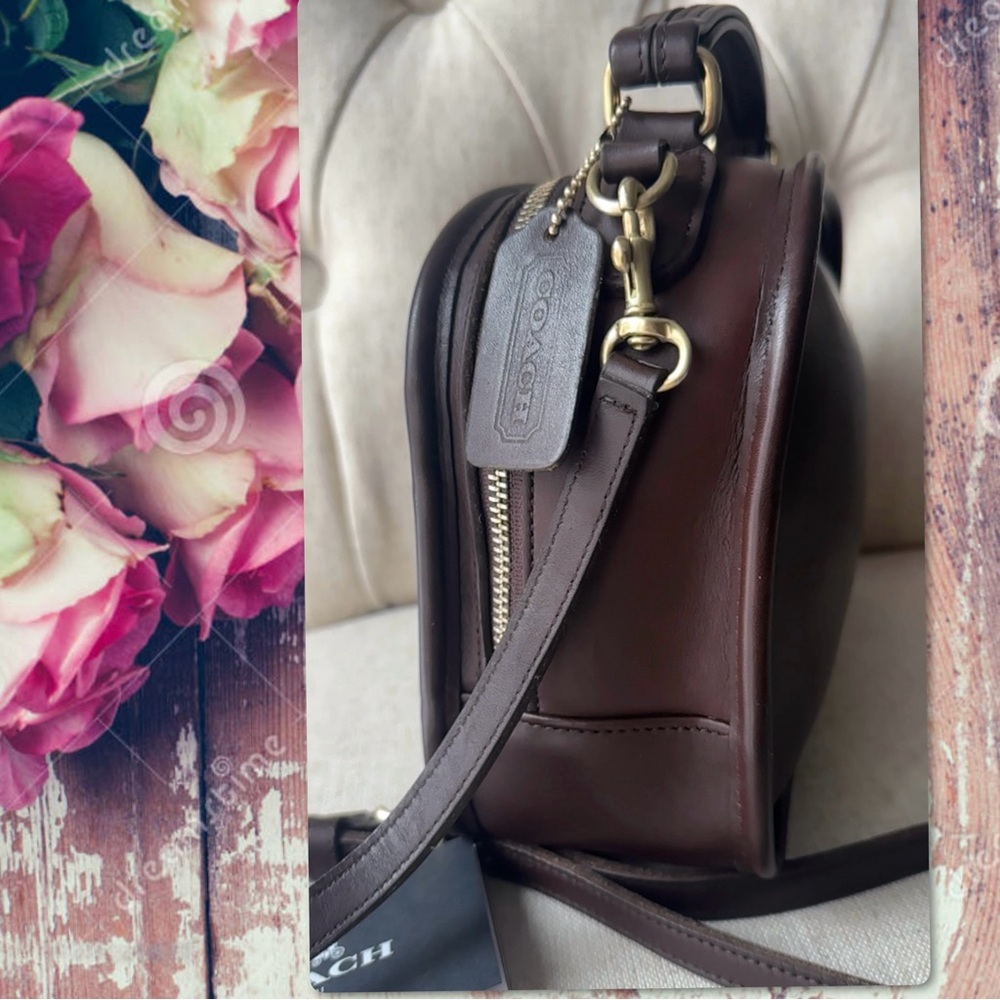 VINTAGE COACH MAHOGANY LEATHER LUNCHBOX ZIP CROSSBODY TOP HANDLE BAG 9991 - Picture 6 of 16